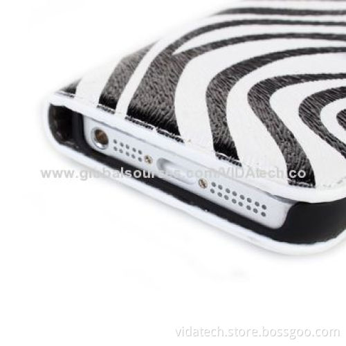Zebra Pattern Leather Case with Card Slot and Holder, for iPhone 5/5S